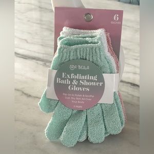 3 PK SPA BELLA EXFOLIATING BATH & SHOWER GLOVES NEW